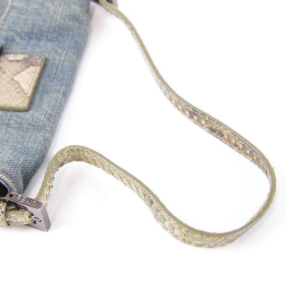 Fendi Mini Bucket Handbag Denim Python Blue - image 6